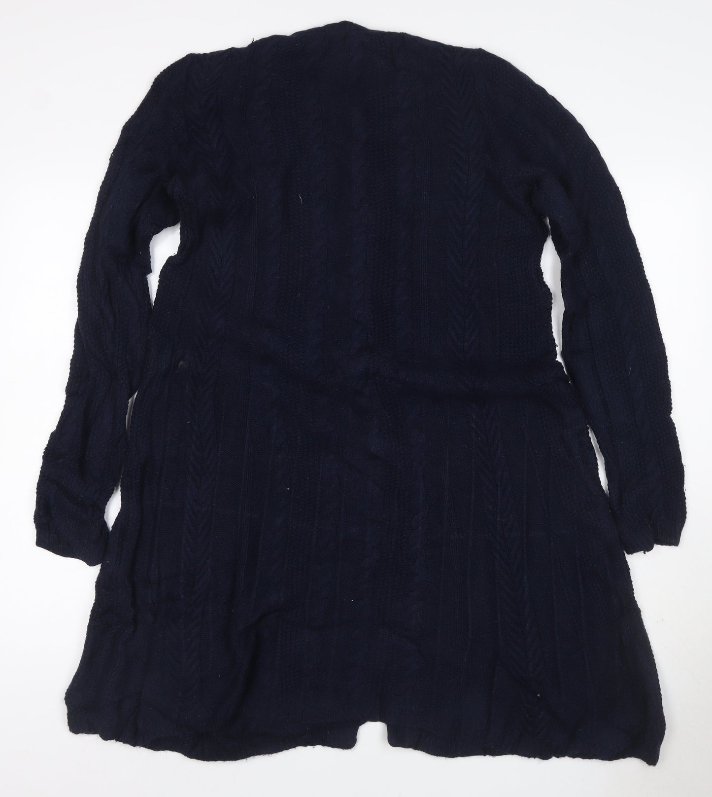 East Women’s Blue UK 12 Cashmere Merino Cable-Knit V-Neck Cardigan