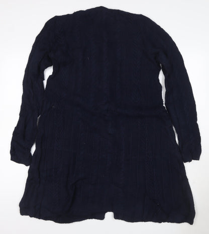 East Women’s Blue UK 12 Cashmere Merino Cable-Knit V-Neck Cardigan