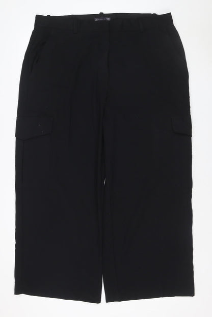 M&S Women’s Black Size 20 Short Straight Leg Cargo Trousers