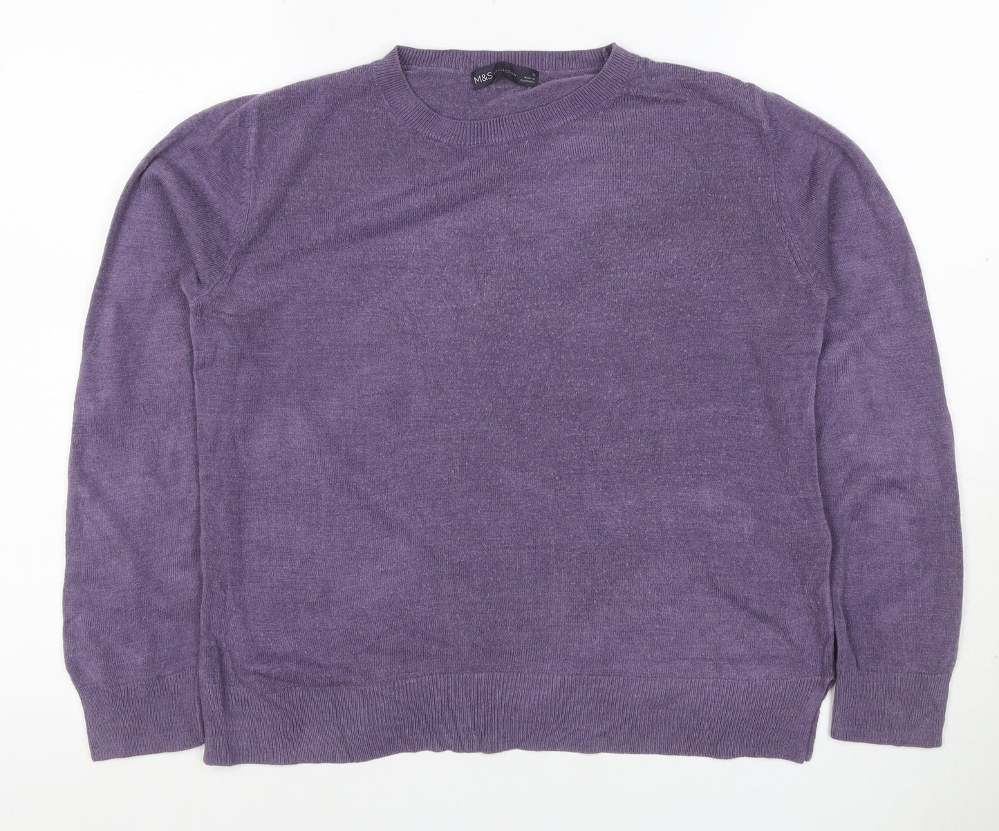 Marks and Spencer Women Purple Size 12 Cashmere Crew Neck Jumper