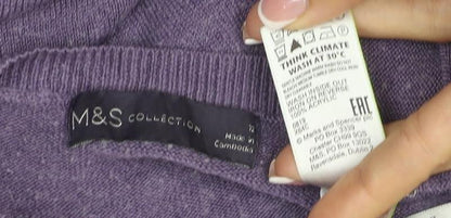Marks and Spencer Women Purple Size 12 Cashmere Crew Neck Jumper