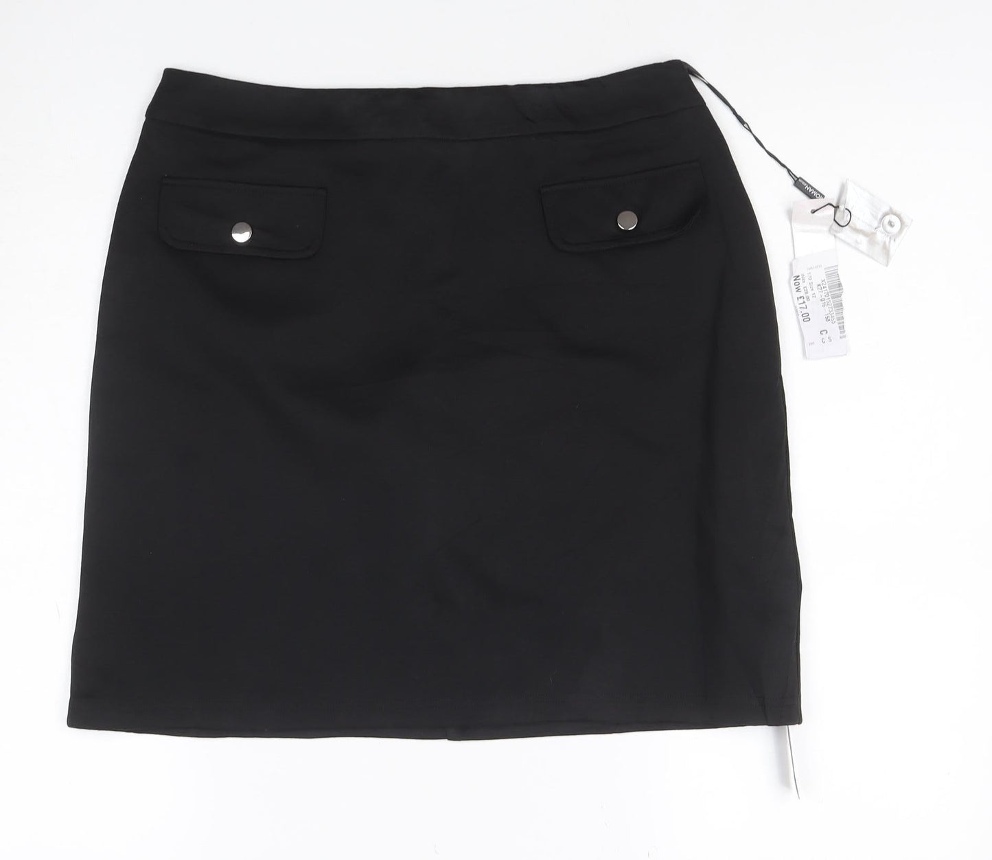 Roman Petite Women Black UK 12 Straight Pencil Knee Skirt NWT