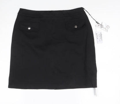 Roman Petite Women Black UK 12 Straight Pencil Knee Skirt NWT