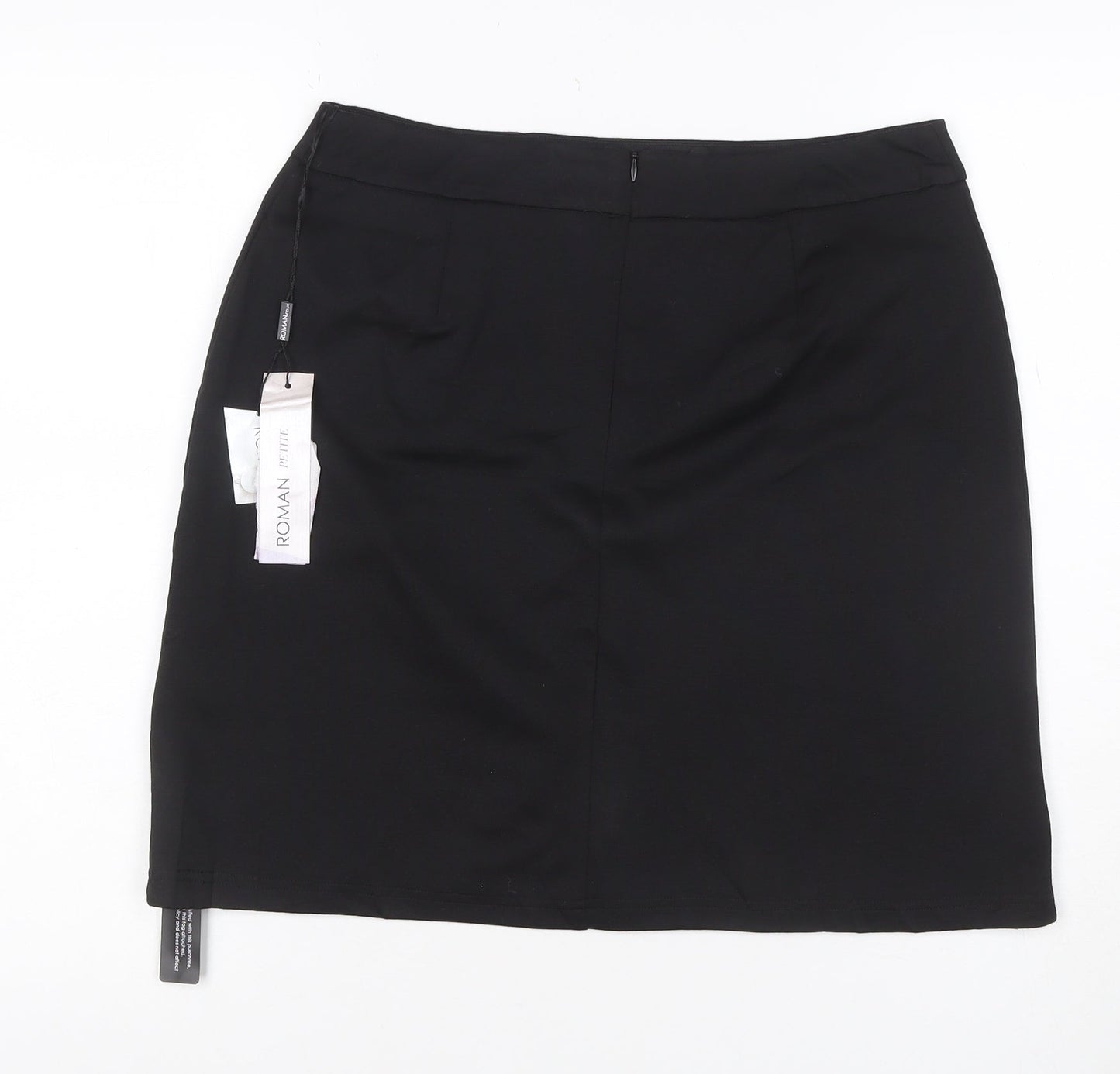 Roman Petite Women Black UK 12 Straight Pencil Knee Skirt NWT