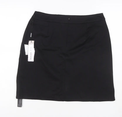 Roman Petite Women Black UK 12 Straight Pencil Knee Skirt NWT