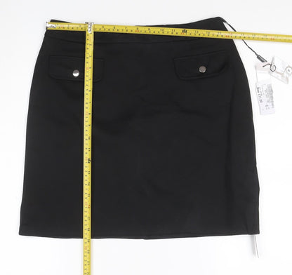 Roman Petite Women Black UK 12 Straight Pencil Knee Skirt NWT
