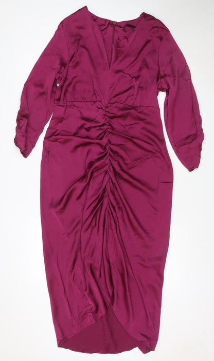 NEXT Women’s Purple UK 14 Fit & Flare Midi Ruched Dress