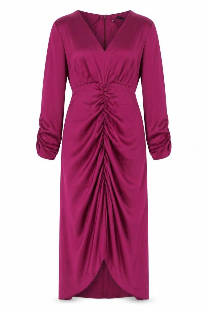 Next Women’s Purple UK 14 Fit & Flare Midi Ruched Dress