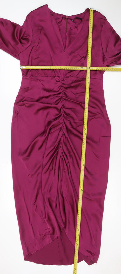 NEXT Women’s Purple UK 14 Fit & Flare Midi Ruched Dress