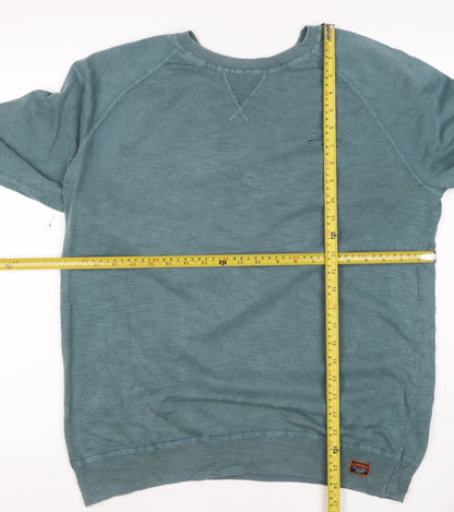 Superdry Men Green XL Cotton Crew Neck Pullover Jumper Logo