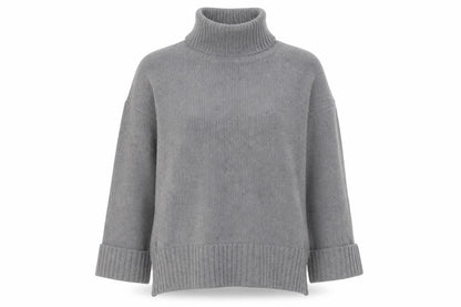 Abercrombie & Fitch Women Grey M Roll Neck Knit Pullover Jumper
