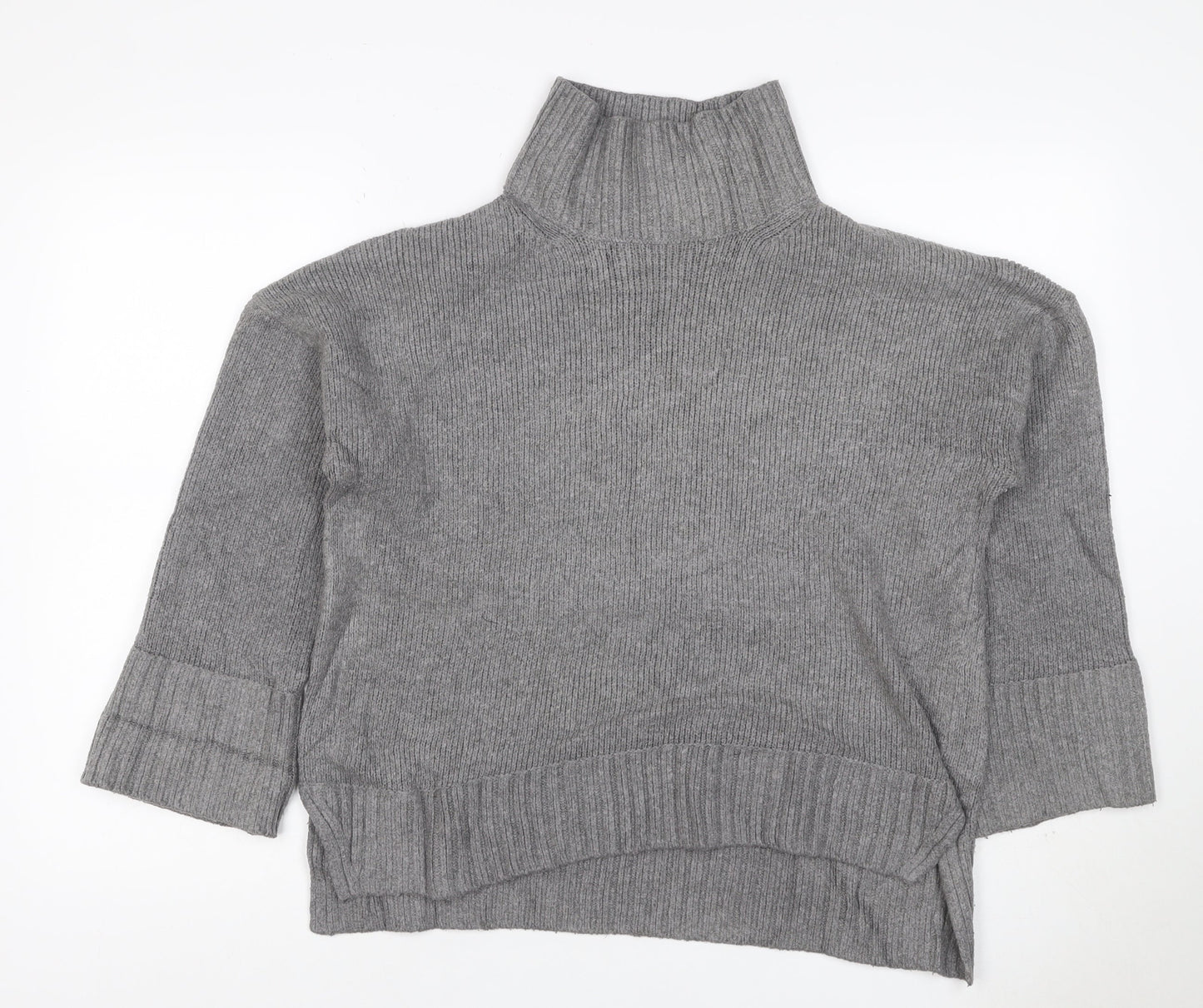 Abercrombie & Fitch Women Grey M Roll Neck Knit Pullover Jumper