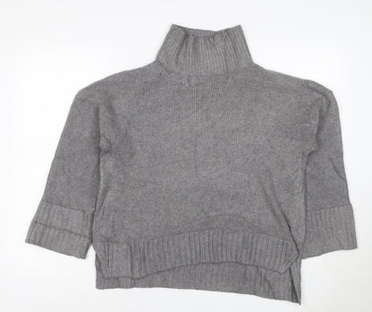 Abercrombie & Fitch Women Grey M Roll Neck Knit Pullover Jumper