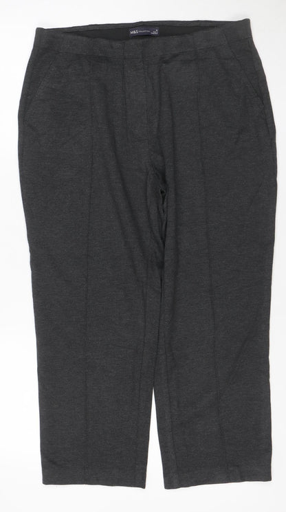 Marks and Spencer Women Grey Size 16 Stretch Straight Trousers