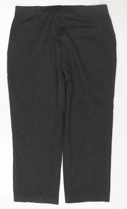 Marks and Spencer Women Grey Size 16 Stretch Straight Trousers