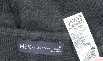 Marks and Spencer Women Grey Size 16 Stretch Straight Trousers