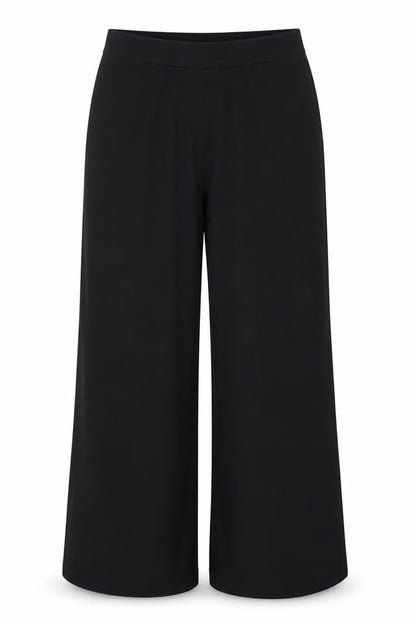 Marks & Spencer Women Black UK 14 Long Wide-Leg Stretch Trousers