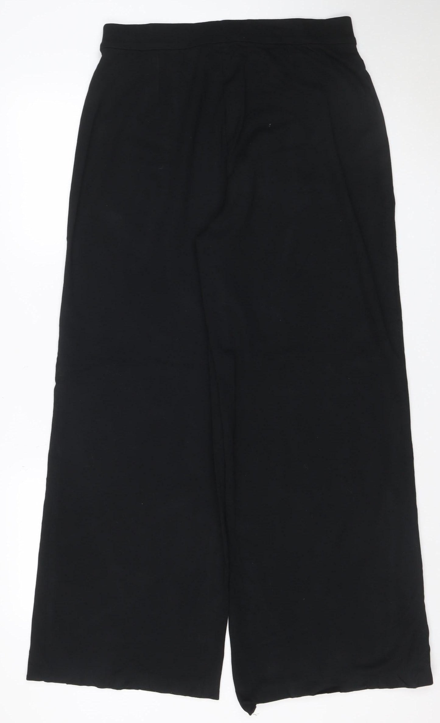 Marks & Spencer Women Black UK 14 Long Wide-Leg Stretch Trousers