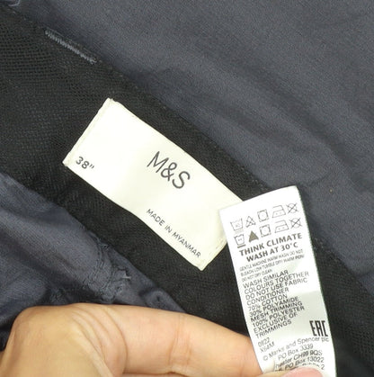 Marks and Spencer Men Grey 38in Cargo Shorts Lightweight Zip Pockets