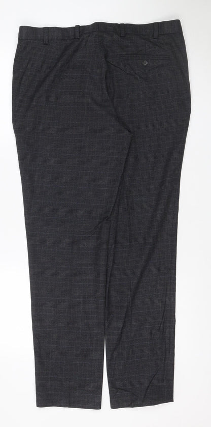 Marks & Spencer Men’s Black 36 Slim Fit Wool Blend Dress Trousers