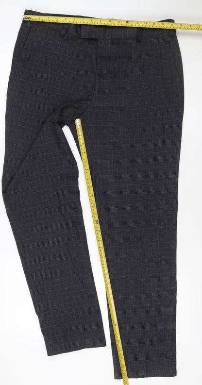 Marks & Spencer Men’s Black 36 Slim Fit Wool Blend Dress Trousers
