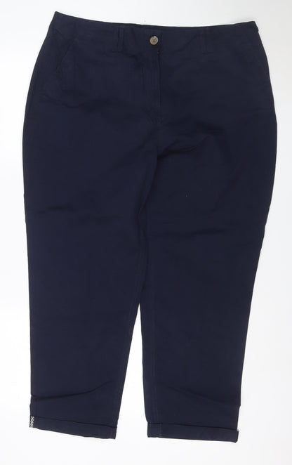 Next Women’s Navy Chino Trousers UK 18R Cotton Stretch Straight Leg