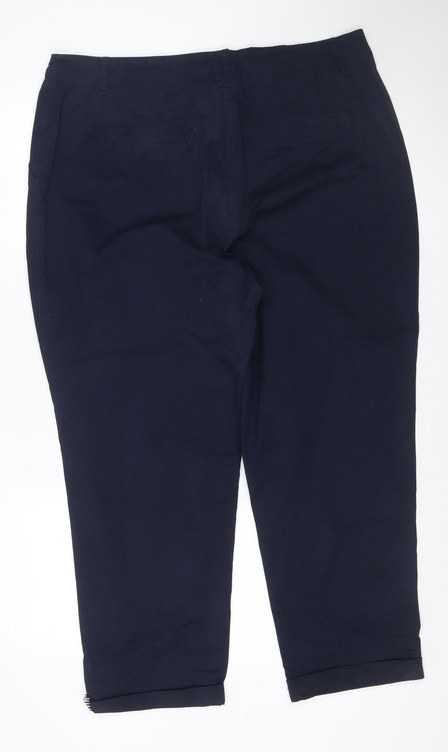 Next Women’s Navy Chino Trousers UK 18R Cotton Stretch Straight Leg