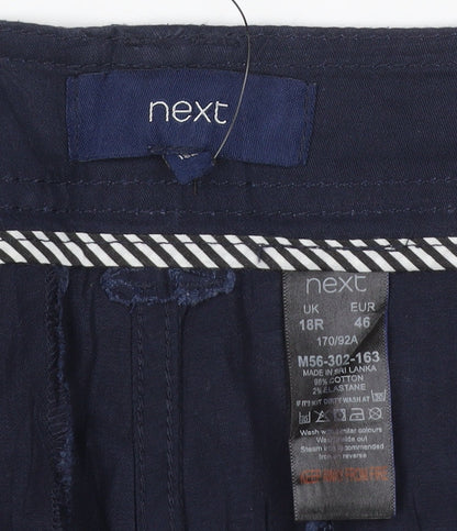 Next Women’s Navy Chino Trousers UK 18R Cotton Stretch Straight Leg
