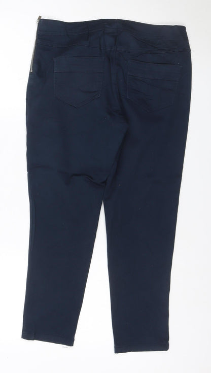 Wallis Women’s Blue UK 10 Cropped Stretch Trousers Pockets