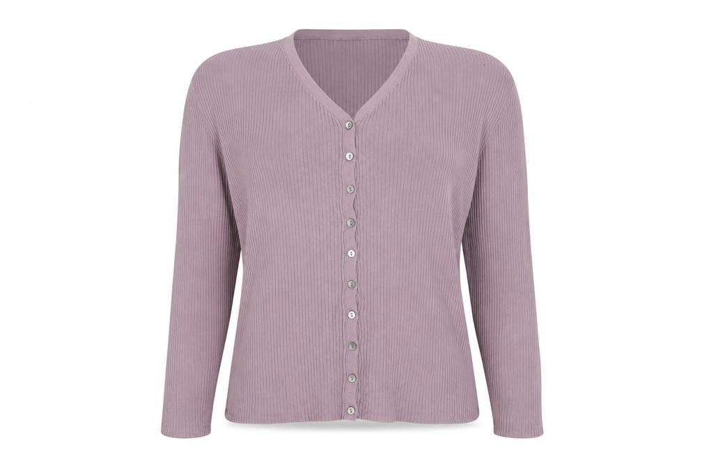 Charter Club Women Pink M Rib Knit V-Neck Button Cardigan