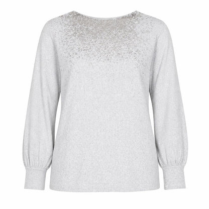 Marks & Spencer Women Grey UK 16 Sheer Balloon Sleeve Round Neck Pullover Jumper