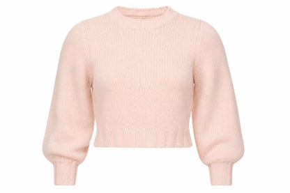 Front view of ASOS DESIGN Women’s Pink UK 6 Chunky Knit Balloon Sleeve jumper