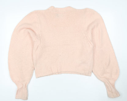 ASOS DESIGN Women’s Pink UK 6 Chunky Knit Balloon Sleeve Pullover Jumper