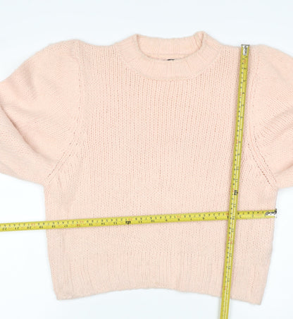 ASOS DESIGN Women’s Pink UK 6 Chunky Knit Balloon Sleeve Pullover Jumper