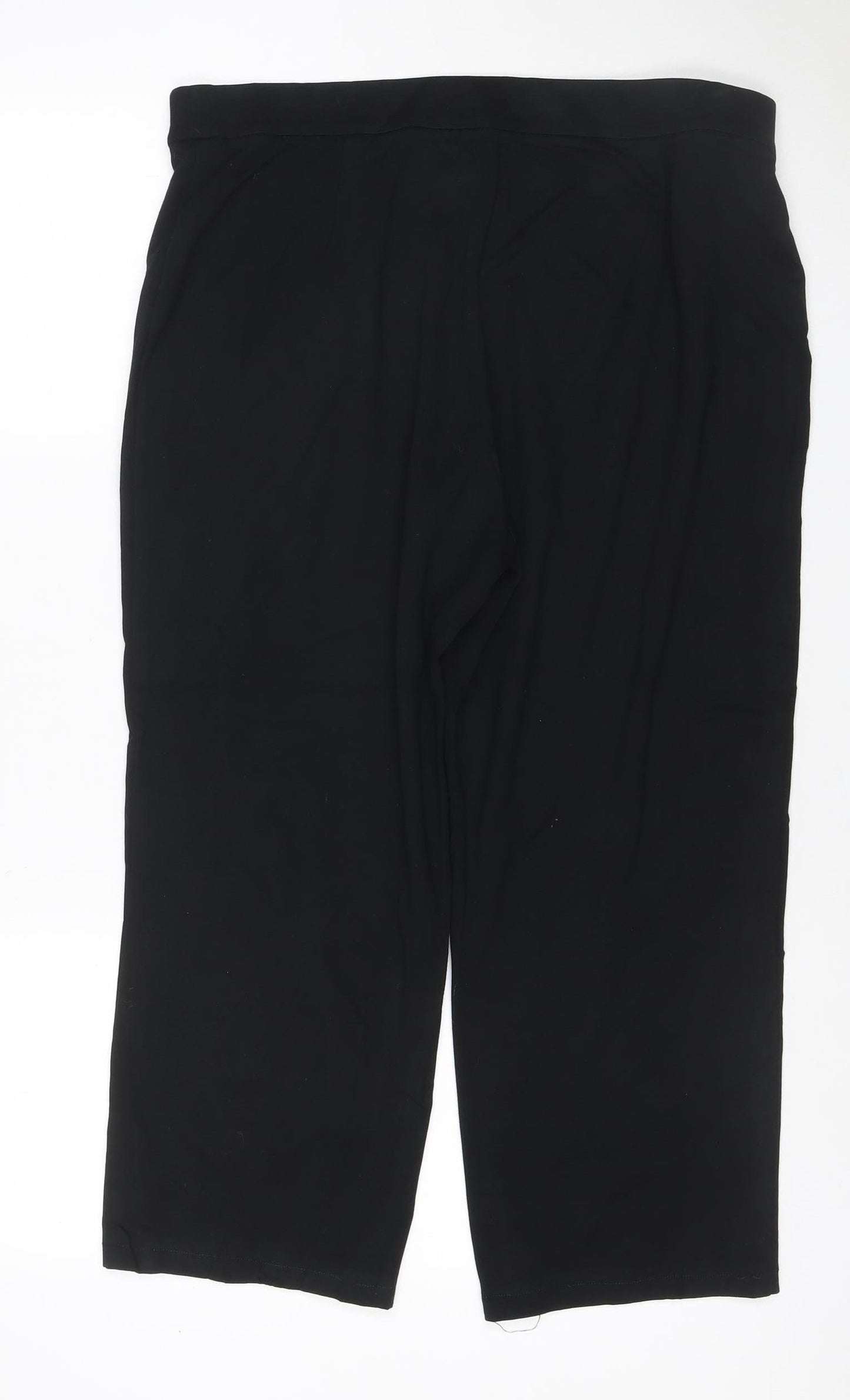 Marks and Spencer Women's Black Size 16 Wide-Leg Cropped Stretch Trousers