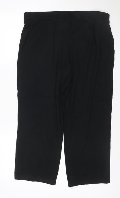 Marks and Spencer Women's Black Size 16 Wide-Leg Cropped Stretch Trousers