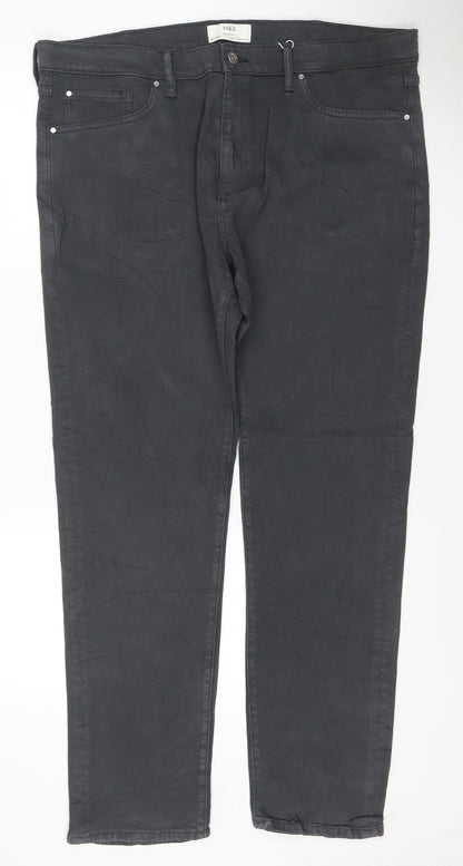 M&S Men’s Black Slim Fit 40/33 Stretch 5 Pocket Trousers