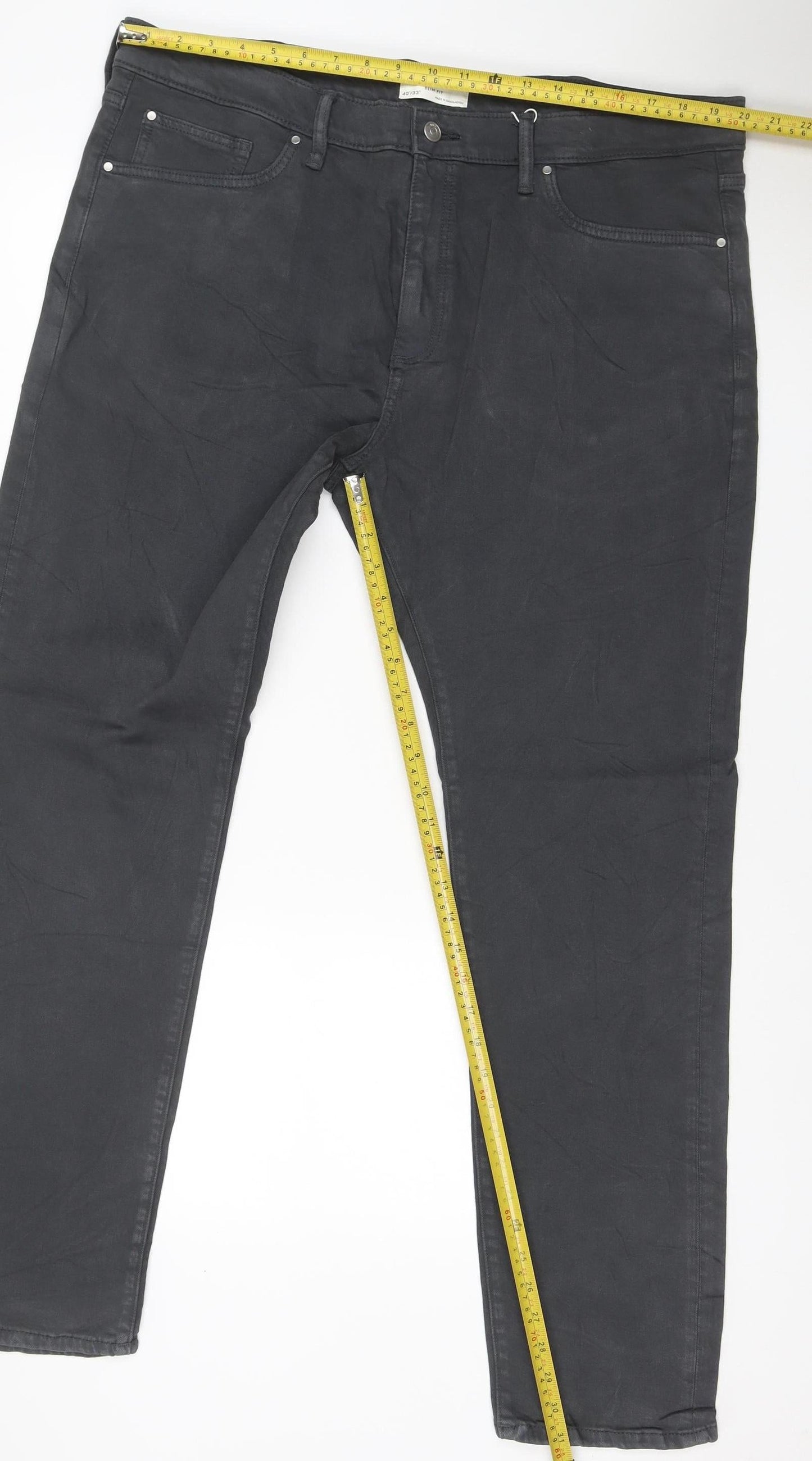 M&S Men’s Black Slim Fit 40/33 Stretch 5 Pocket Trousers