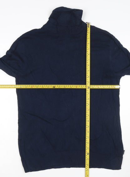 Jack & Jones Men’s Blue L Roll Neck Cotton Knit Pullover Jumper