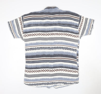 BEST Men’s Multicoloured Size 18 Aztec Striped Cotton Button-Up Shirt