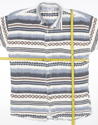 BEST Men’s Multicoloured Size 18 Aztec Striped Cotton Button-Up Shirt