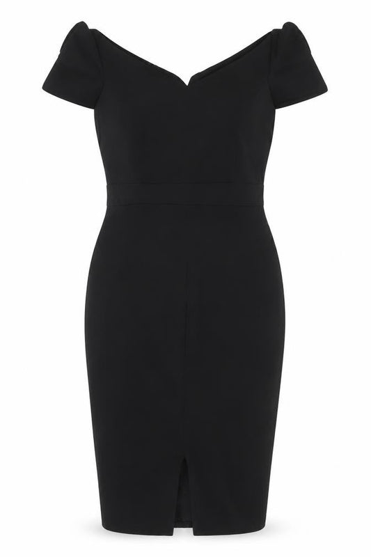 Quiz Women’s Black UK 12 Bodycon Knee Length Flared Sleeve Dress