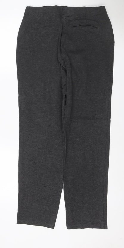 Marks & Spencer Women Grey Size 12 Regular Stretch Straight Trousers