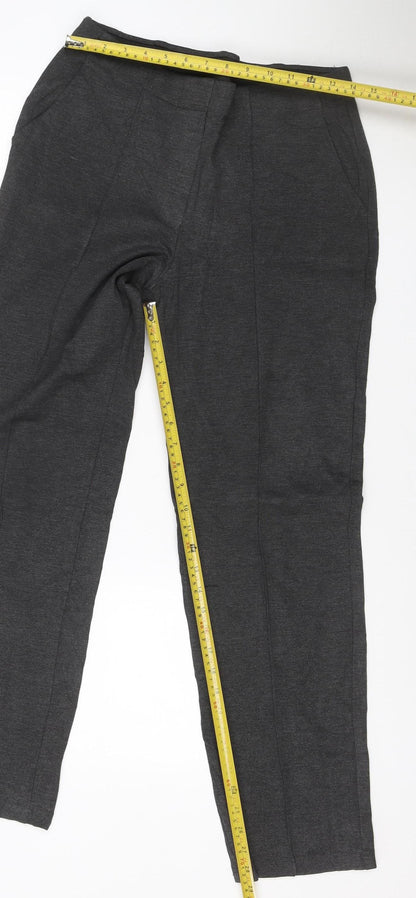 Marks & Spencer Women Grey Size 12 Regular Stretch Straight Trousers