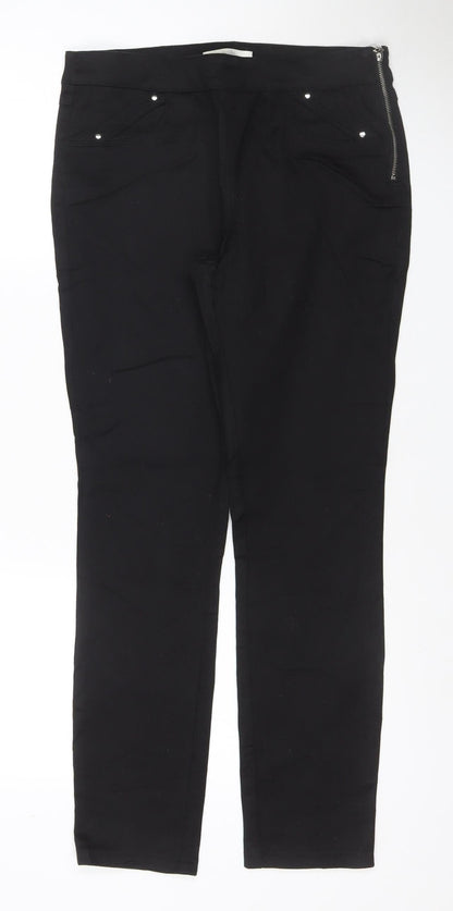 Wallis Women’s Black UK 10 Slim Straight Trousers Zip Pockets