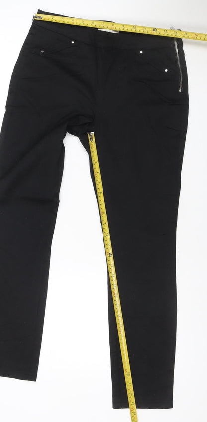 Wallis Women’s Black UK 10 Slim Straight Trousers Zip Pockets