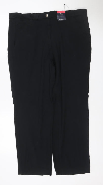 Marks and Spencer Women Black Size 18 Straight Stretch Trousers