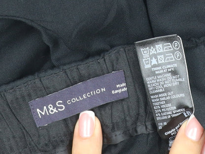 Marks and Spencer Women Black Size 18 Straight Stretch Trousers