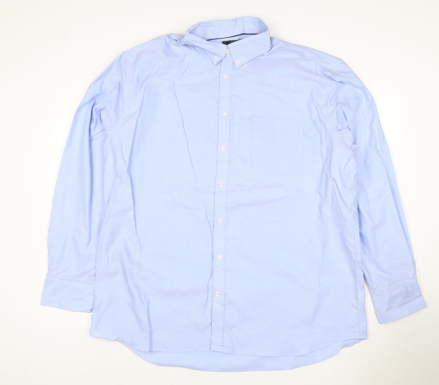 M&S Mens Blue 15.5 Pure Cotton Oxford Button-Down Long Sleeve Shirt