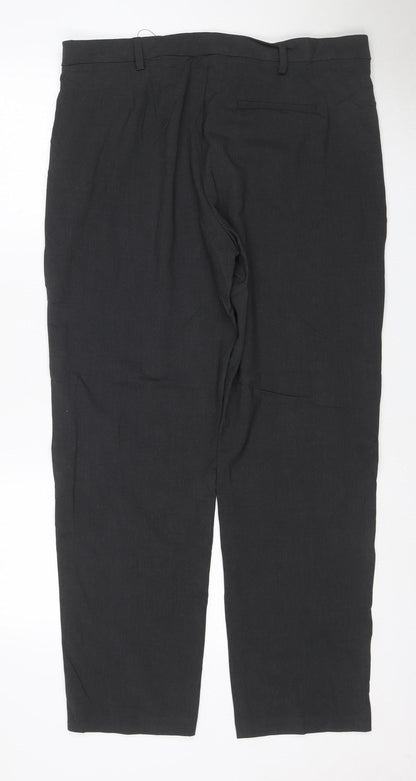 Marks & Spencer Women's Black Size 16 Regular Straight Leg Trousers